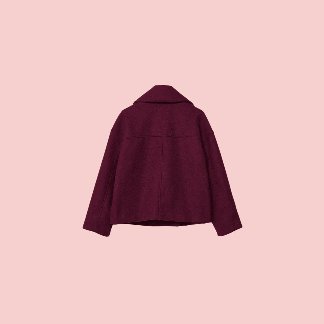 Dames Blazer – Korte Wolmix Blazer met Dubbele Rij Knoopsluiting voor Tijdloze Look
