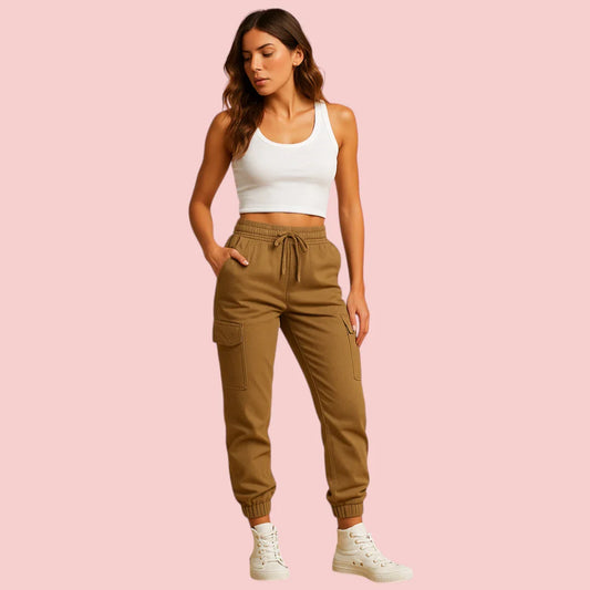 Dames Cargobroek – Aansluitend Model met Hoge Taille