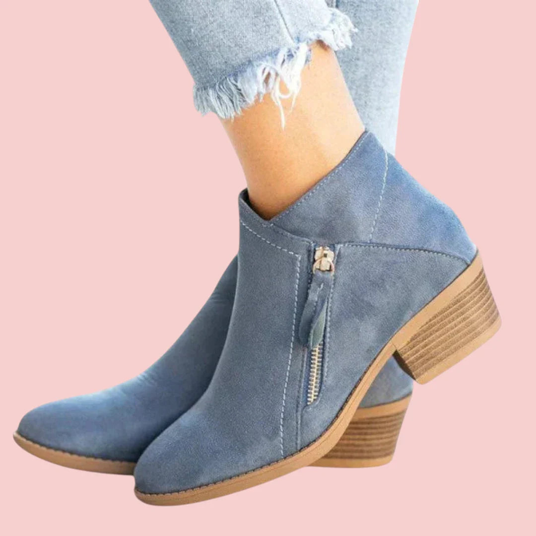 Dames Enkellaarsjes – Leren Model met Zijsrits voor Comfortabel en Praktisch Draaggemak