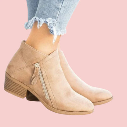Dames Enkellaarsjes – Leren Model met Zijsrits voor Comfortabel en Praktisch Draaggemak