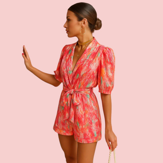Dames Jumpsuit – Kort Met Strik Riem