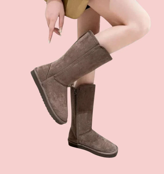 Dames Laarzen – Waterdichte Suède Sheepskin met Warme Voering en Ritssluiting