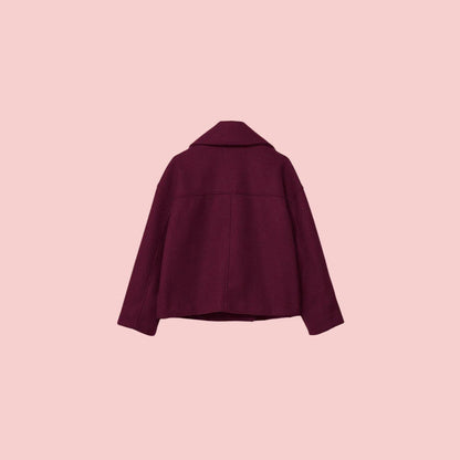 Dames Blazer – Korte Wolmix Blazer met Dubbele Rij Knoopsluiting voor Tijdloze Look