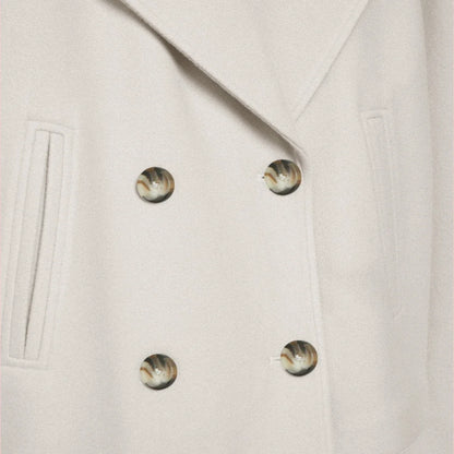 Dames Blazer – Korte Wolmix Blazer met Dubbele Rij Knoopsluiting voor Tijdloze Look