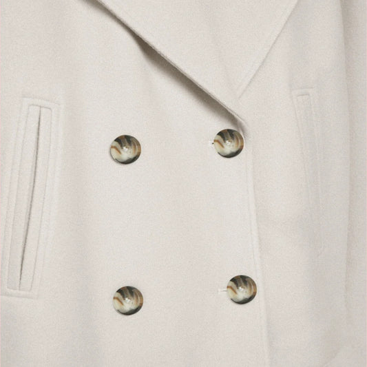 Dames Blazer – Korte Wolmix Blazer met Dubbele Rij Knoopsluiting voor Tijdloze Look