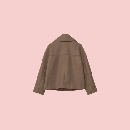 Dames Blazer – Korte Wolmix Blazer met Dubbele Rij Knoopsluiting voor Tijdloze Look