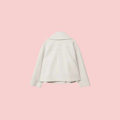 Dames Blazer – Korte Wolmix Blazer met Dubbele Rij Knoopsluiting voor Tijdloze Look